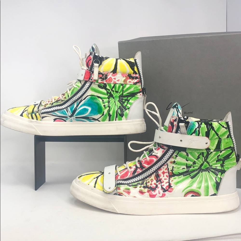 Giuseppe Zanotti Homme Floral Men’s Double Bangle Sneakers - Size 47